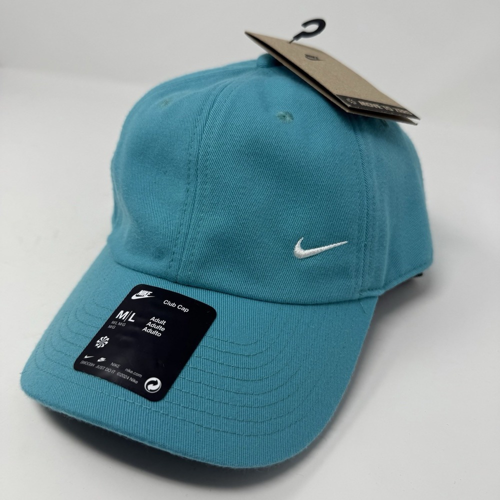 Nike Club Cap Unisex M/L Teal Turquoise Unstructured Swoosh Logo Strapback Hat